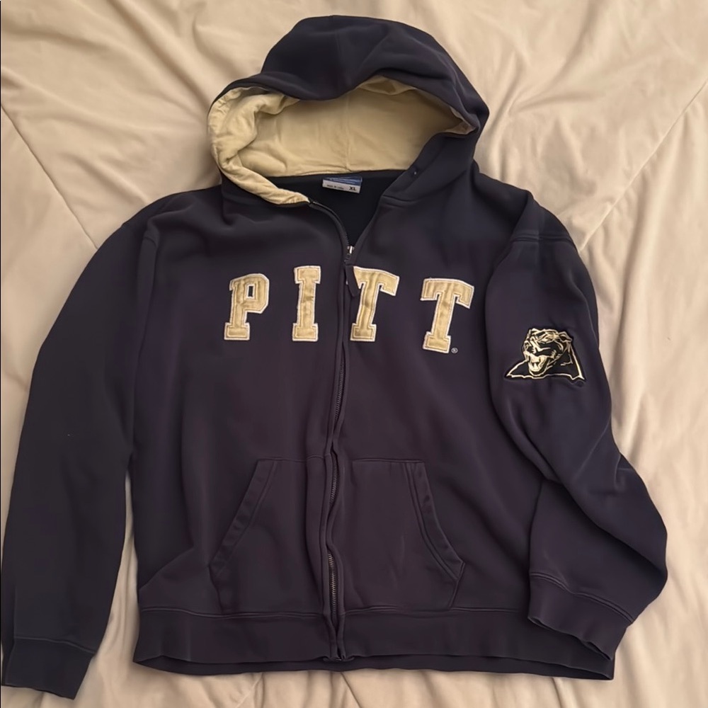 Vintage Pitt Hoodie with Panther Logo - Blue and Gold
